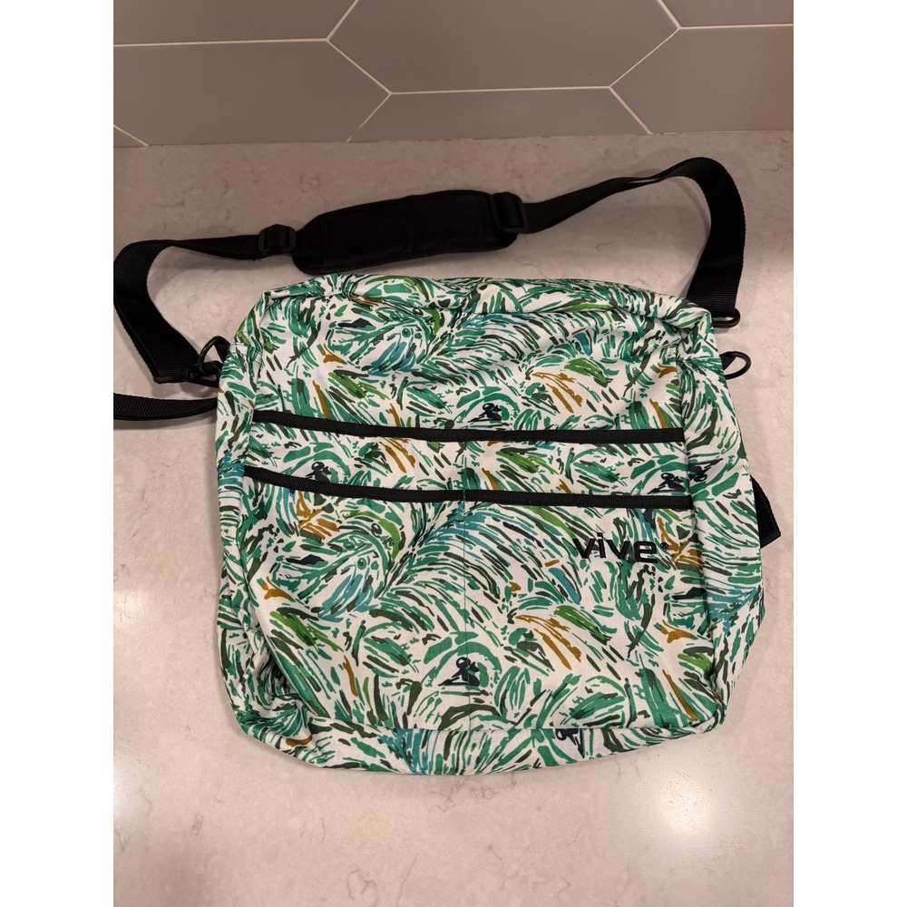 Vive Mobility Travel Bag Green Tropical Palm Leaf Print Crossbody Messenger